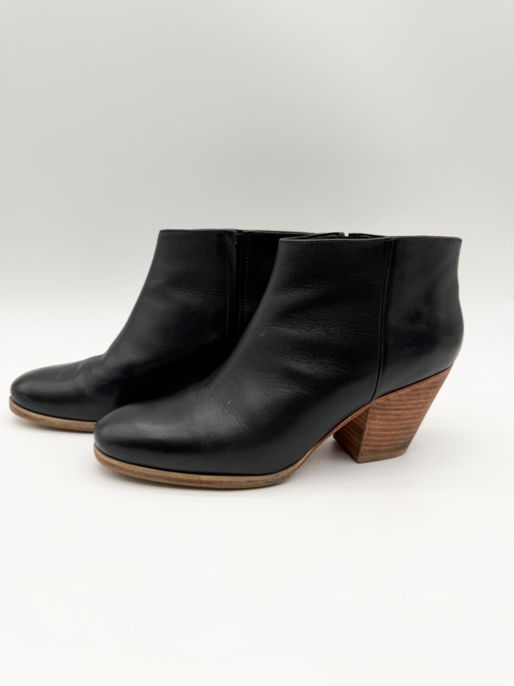 Rachel Comey Mars Ankle Boots Black Color Leather Pull-on Block Heels Size 9